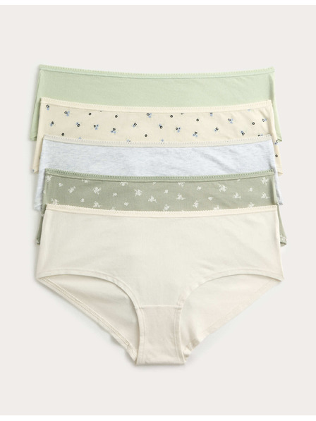 Marks & Spencer Alacsonyan tárolt rövidnadrág pamutból és lycra®-ból, 5 darab csomag Marks & Spencer zöld