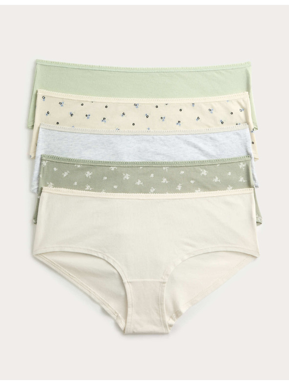 Marks & Spencer Alacsonyan tárolt rövidnadrág pamutból és lycra®-ból, 5 darab csomag Marks & Spencer zöld