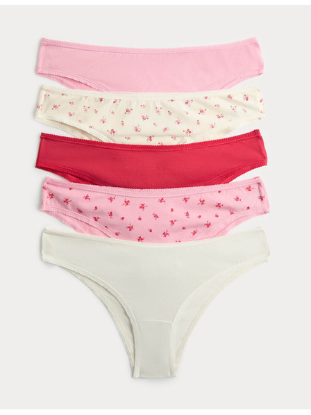 Marks & Spencer Brazil bugyi magas pamut tartalommal és Lycra™ anyaggal, 5 db Marks & Spencer rózsaszín