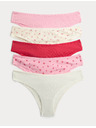 Marks & Spencer Brazil bugyi magas pamut tartalommal és Lycra™ anyaggal, 5 db Marks & Spencer rózsaszín