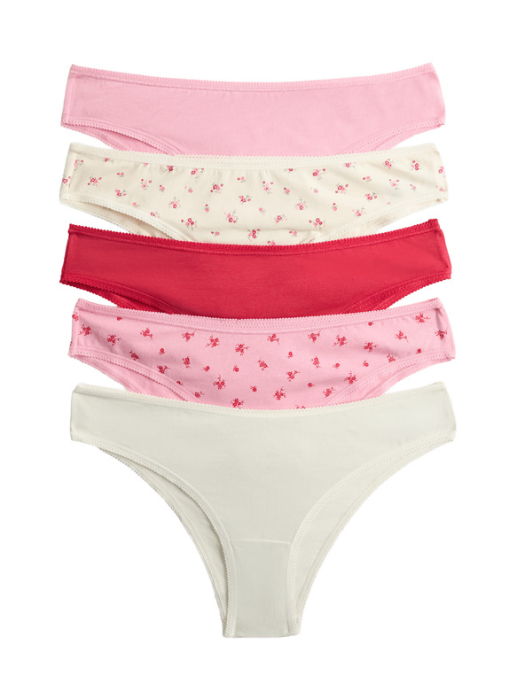 Marks & Spencer Brazil bugyi magas pamut tartalommal és Lycra™ anyaggal, 5 db Marks & Spencer rózsaszín