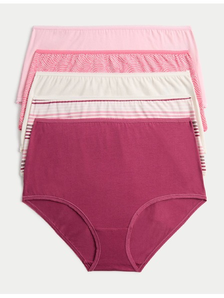 Marks & Spencer Derekig érő bugyi pamutból Lycra™ anyaggal, 5 db Marks & Spencer rózsaszín