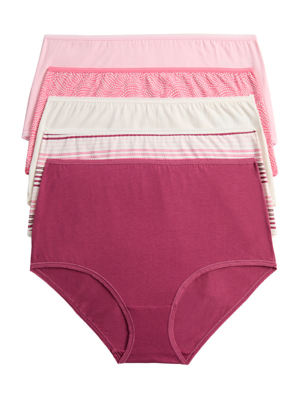 Marks & Spencer Derekig érő bugyi pamutból Lycra™ anyaggal, 5 db Marks & Spencer rózsaszín
