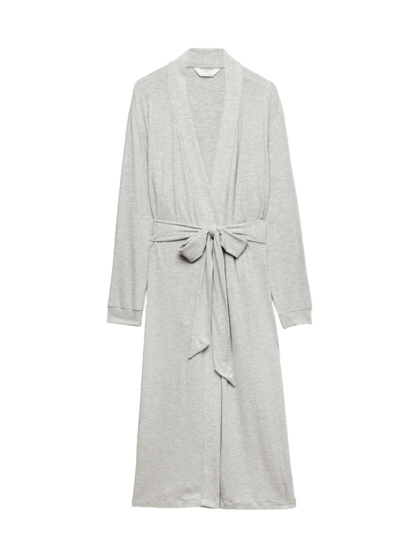 Marks & Spencer Hosszú bordázott wrap magas modál tartalommal Marks & Spencer szürke