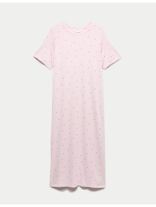 Marks & Spencer Hosszú éjszakai ing nyomattal pamutból és modálból Marks & Spencer rózsaszín