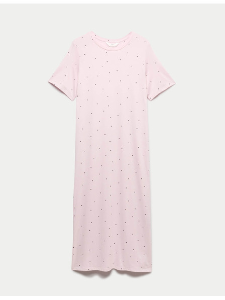Marks & Spencer Hosszú éjszakai ing nyomattal pamutból és modálból Marks & Spencer rózsaszín