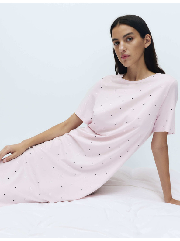 Marks & Spencer Hosszú éjszakai ing nyomattal pamutból és modálból Marks & Spencer rózsaszín
