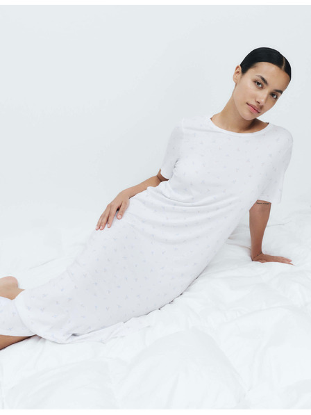 Marks & Spencer Hosszú éjszakai ing nyomattal pamutból és modálból Marks & Spencer fehér