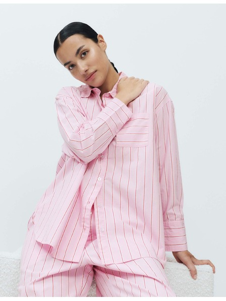 Marks & Spencer Csíkos éjszakai ing poplin és tiszta pamutból Marks & Spencer rózsaszín