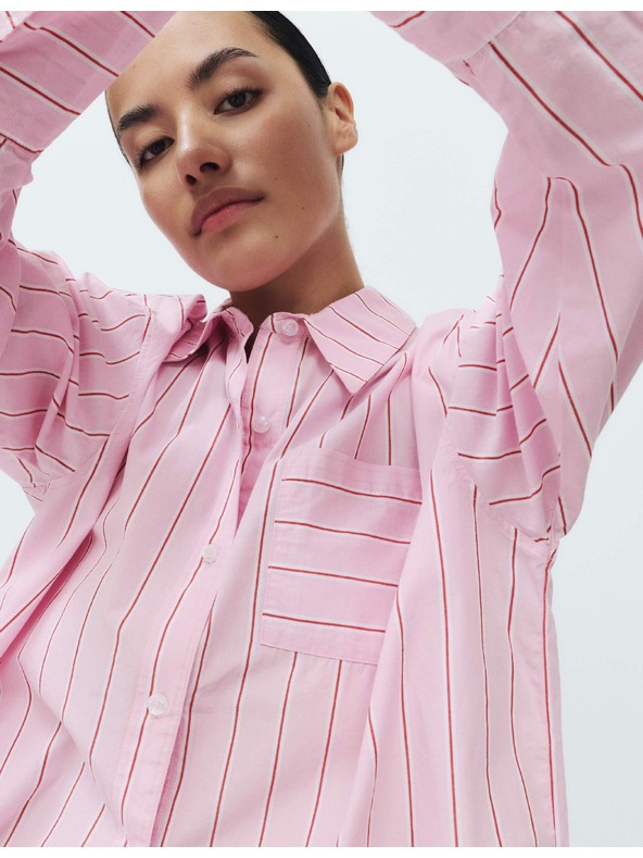 Marks & Spencer Csíkos éjszakai ing poplin és tiszta pamutból Marks & Spencer rózsaszín