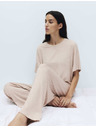 Marks & Spencer Bordázott pizsama nadrág magas modál-tartalommal Marks & Spencer beige