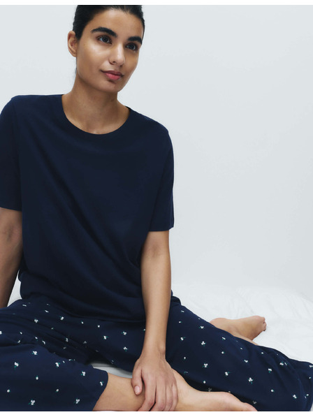 Marks & Spencer Rövidített tiszta pamut pizsama szett mintával Marks & Spencer tengerész kék