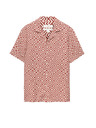 Marks & Spencer Linen keverékből készült ing rövid ujjakkal és geometrikus mintával, könnyen vasalható Marks & Spencer piros