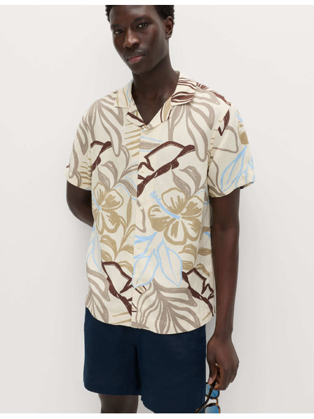 Marks & Spencer Hawaii rövid ujjú ing linen keverékből Marks & Spencer krém