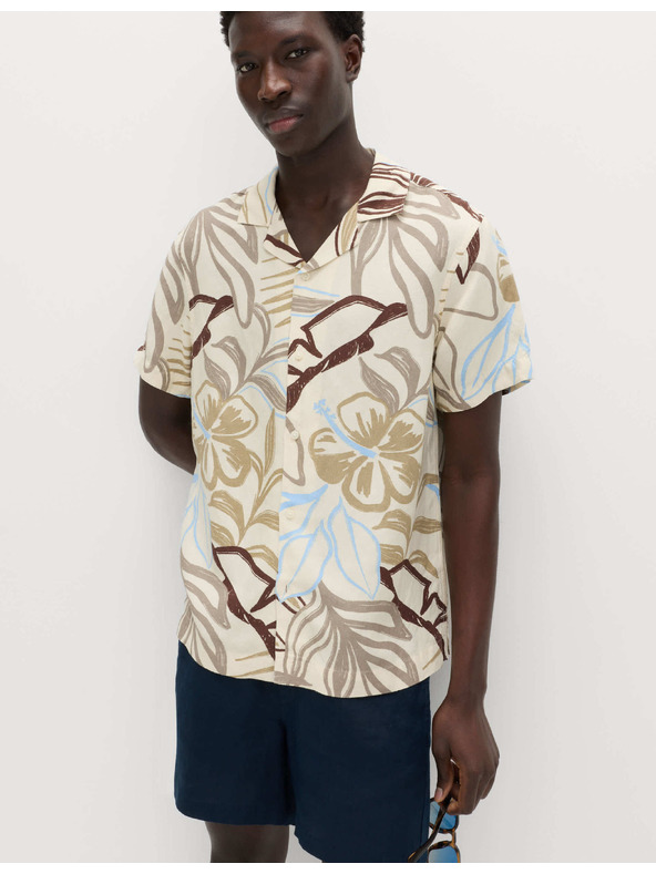 Marks & Spencer Hawaii rövid ujjú ing linen keverékből Marks & Spencer krém