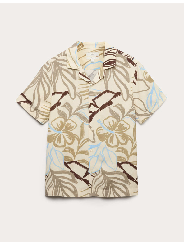 Marks & Spencer Hawaii rövid ujjú ing linen keverékből Marks & Spencer krém