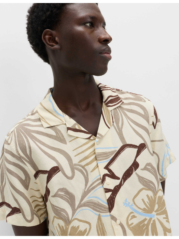Marks & Spencer Hawaii rövid ujjú ing linen keverékből Marks & Spencer krém