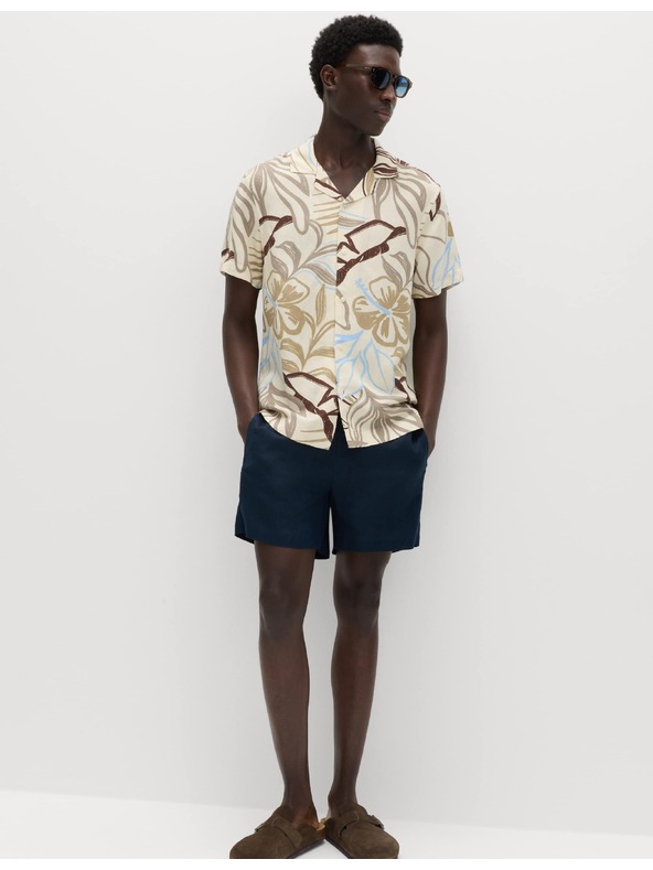 Marks & Spencer Hawaii rövid ujjú ing linen keverékből Marks & Spencer krém