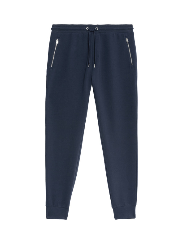 Marks & Spencer Magas pamuttartalommal rendelkező jogging nadrág mandzettákkal, normál fazon Marks & Spencer tengerészeti kék