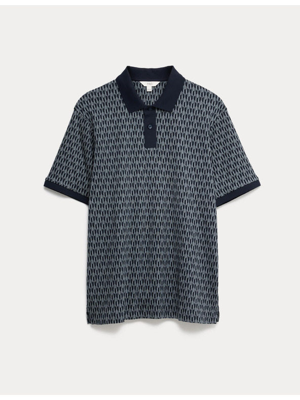 Marks & Spencer Geometrikus mintás póló, 100% pamutból Marks & Spencer tengerészeti kék