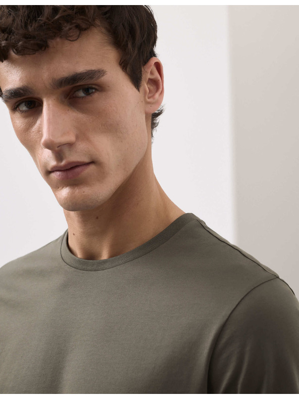Marks & Spencer Prémium pamut póló, szűk szabás Marks & Spencer zöld