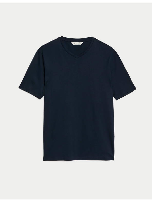 Marks & Spencer V-nyakú Supima® pamut póló Marks & Spencer tengerészkék