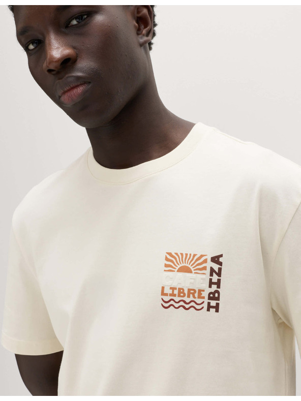 Marks & Spencer Libre Ibiza nyomott pamut póló Marks & Spencer krém