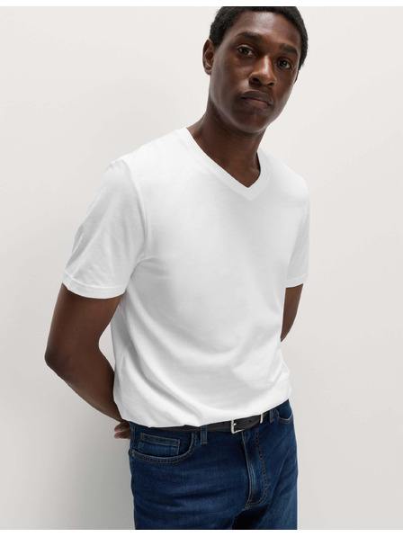 Marks & Spencer Marks & Spencer V-nyakú póló 100% pamutból fehér