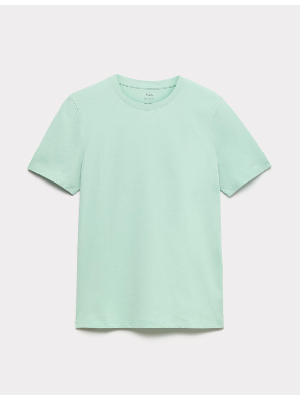 Marks & Spencer Nyakú póló 100% pamutból Marks & Spencer zöld