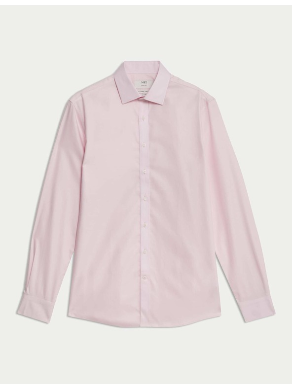 Marks & Spencer Pamut ing szűk szabásmintában nem vasalható kezeléssel Marks & Spencer rózsaszín