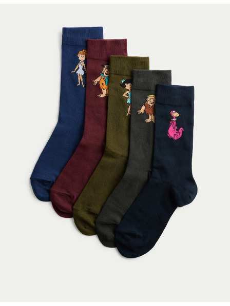 Marks & Spencer Flintstoneovi™ zokni magas pamut tartalommal, 5 pár csomagolásban Marks & Spencer többszínű