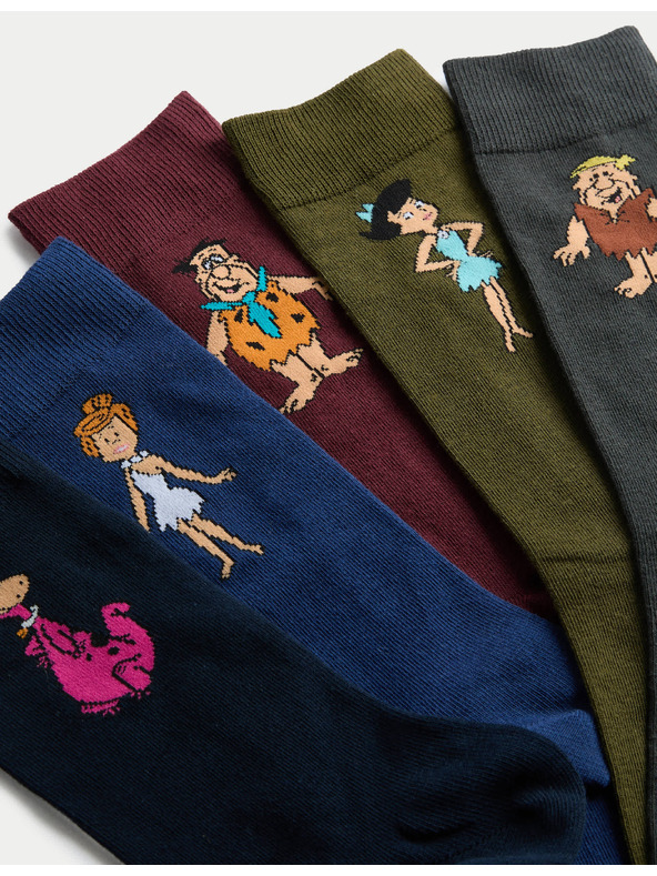 Marks & Spencer Flintstoneovi™ zokni magas pamut tartalommal, 5 pár csomagolásban Marks & Spencer többszínű