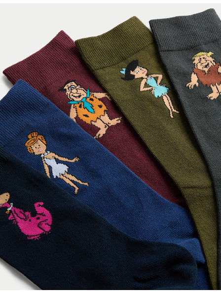 Marks & Spencer Flintstoneovi™ zokni magas pamut tartalommal, 5 pár csomagolásban Marks & Spencer többszínű