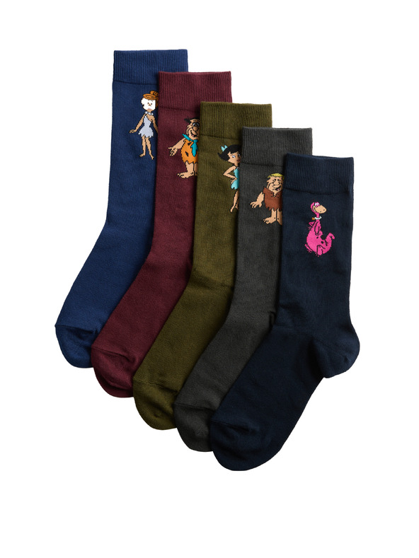 Marks & Spencer Flintstoneovi™ zokni magas pamut tartalommal, 5 pár csomagolásban Marks & Spencer többszínű