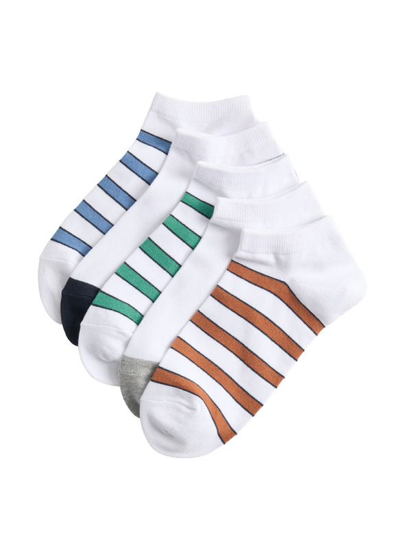 Marks & Spencer Rövid csíkos Trainer Liners™ zokni Cool & Fresh™ technológiával és magas pamut tartalommal, 5 pár szett Marks & Spencer fehér