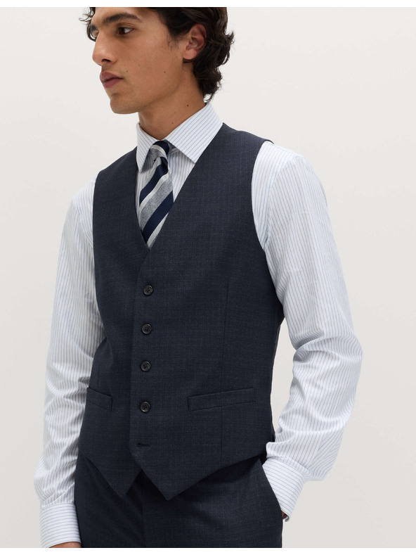 Marks & Spencer Textúrázott rugalmas mellény Marks & Spencer tengerészkék