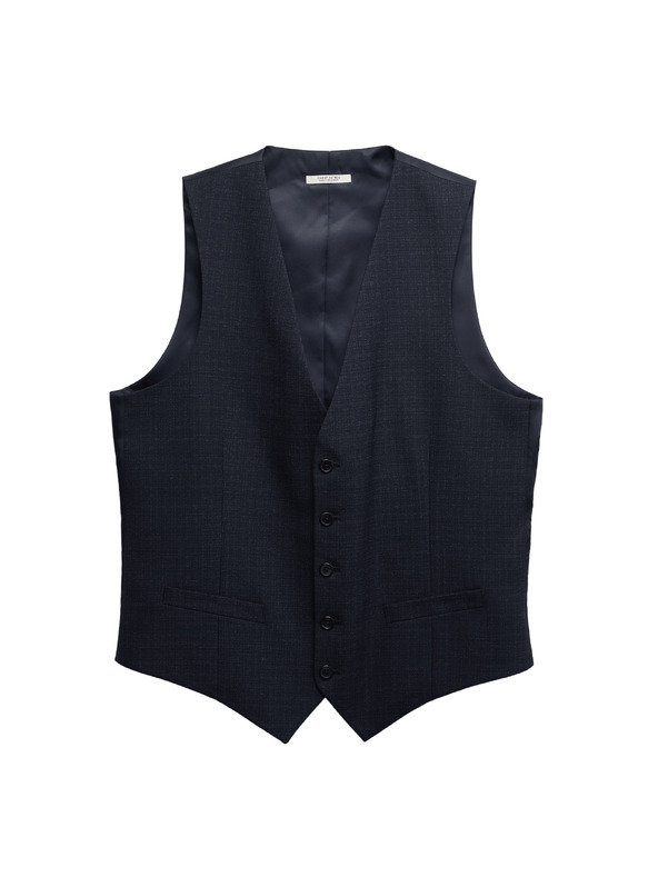 Marks & Spencer Textúrázott rugalmas mellény Marks & Spencer tengerészkék