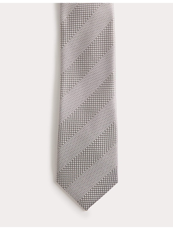 Marks & Spencer Textúrázott csíkos nyakkendő tiszta selyemből Marks & Spencer szürke