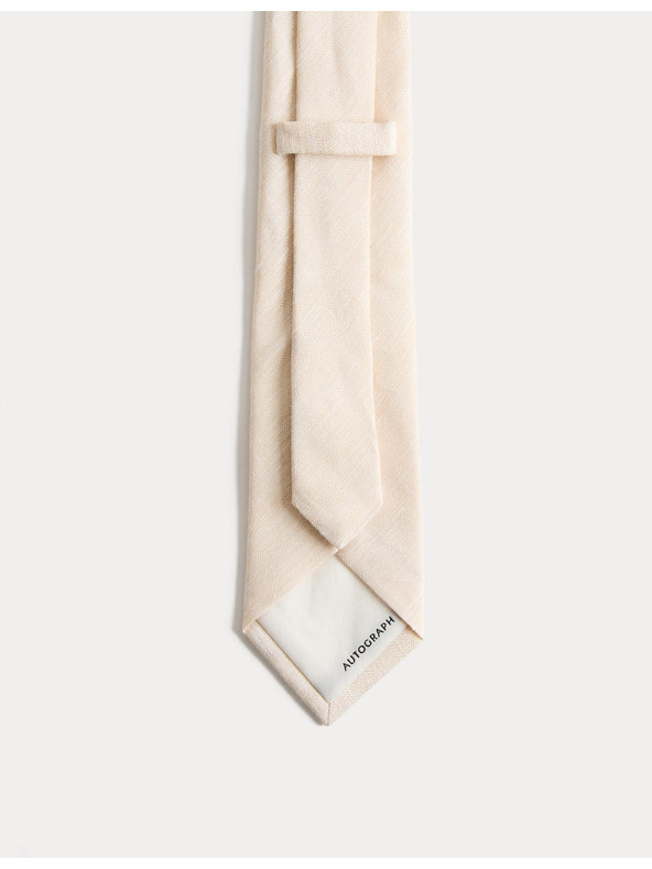 Marks & Spencer Textúrázott linen nyakkendő magas linen tartalommal Marks & Spencer bézs