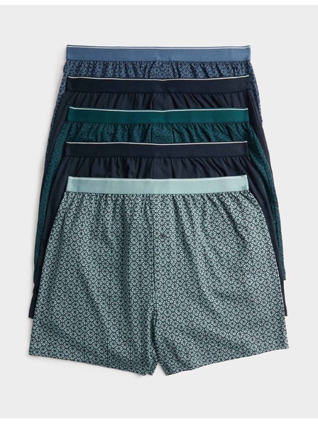 Marks & Spencer Boxer geometrikus mintával 100% pamutból Cool & Fresh™ technológiával, 5 darabos Marks & Spencer zöld