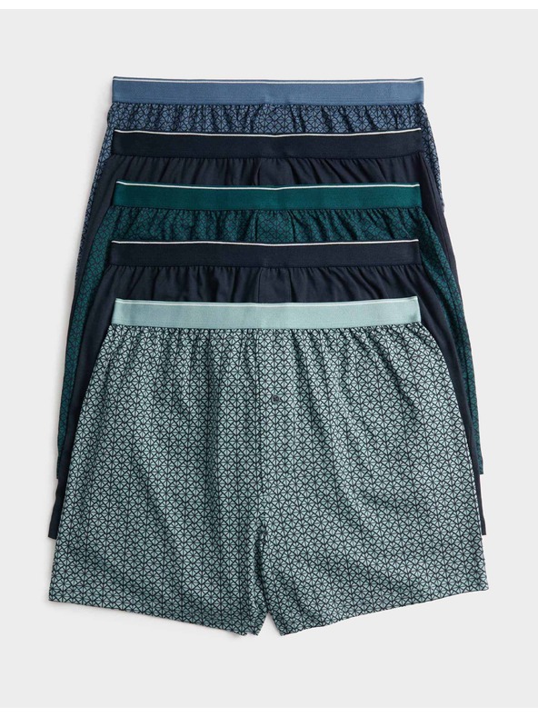 Marks & Spencer Boxer geometrikus mintával 100% pamutból Cool & Fresh™ technológiával, 5 darabos Marks & Spencer zöld