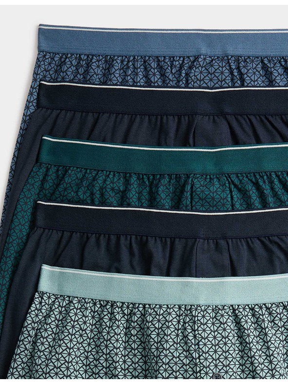 Marks & Spencer Boxer geometrikus mintával 100% pamutból Cool & Fresh™ technológiával, 5 darabos Marks & Spencer zöld