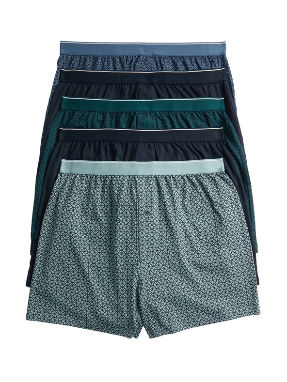 Marks & Spencer Boxer geometrikus mintával 100% pamutból Cool & Fresh™ technológiával, 5 darabos Marks & Spencer zöld