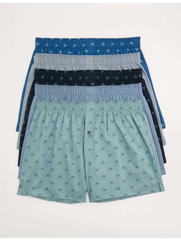 Marks & Spencer Boxer tiszta pamutból pálmamotívummal, 5 darabos Marks & Spencer kék