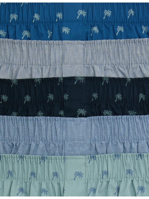 Marks & Spencer Boxer tiszta pamutból pálmamotívummal, 5 darabos Marks & Spencer kék