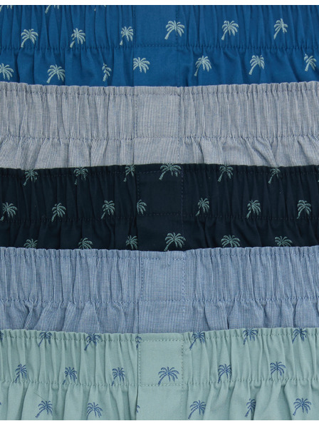 Marks & Spencer Boxer tiszta pamutból pálmamotívummal, 5 darabos Marks & Spencer kék