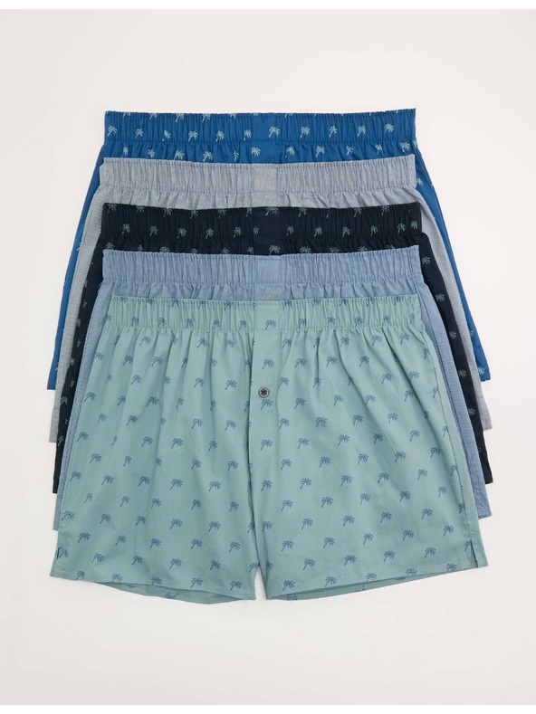 Marks & Spencer Boxer tiszta pamutból pálmamotívummal, 5 darabos Marks & Spencer kék