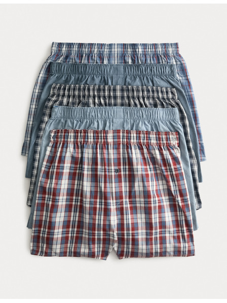 Marks & Spencer Kockás szövött boxer tiszta pamutból, 5 darabos csomag Marks & Spencer kék