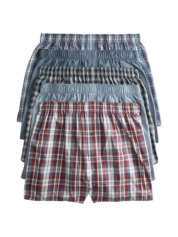 Marks & Spencer Kockás szövött boxer tiszta pamutból, 5 darabos csomag Marks & Spencer kék