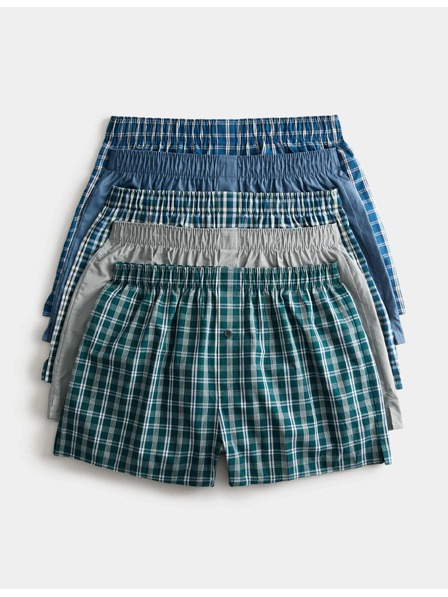 Marks & Spencer Kockás szövött boxer tiszta pamutból, 5 darabos csomag Marks & Spencer zöld